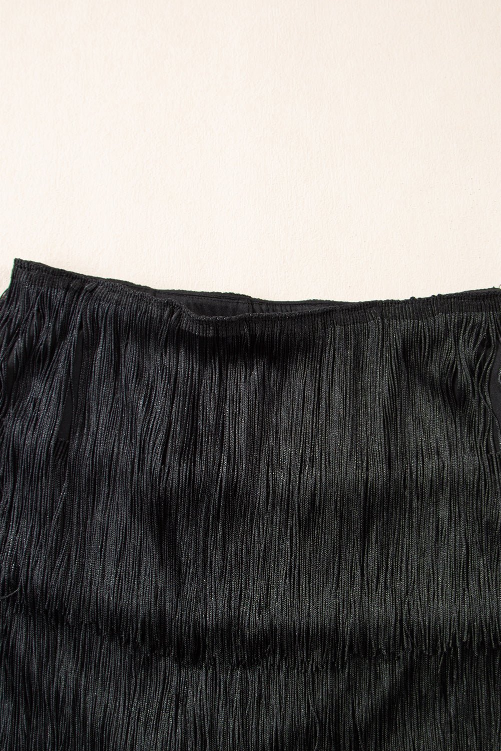 Black Tiered Fringe Trimmed Mini Skirt - Crowned Energy CO.