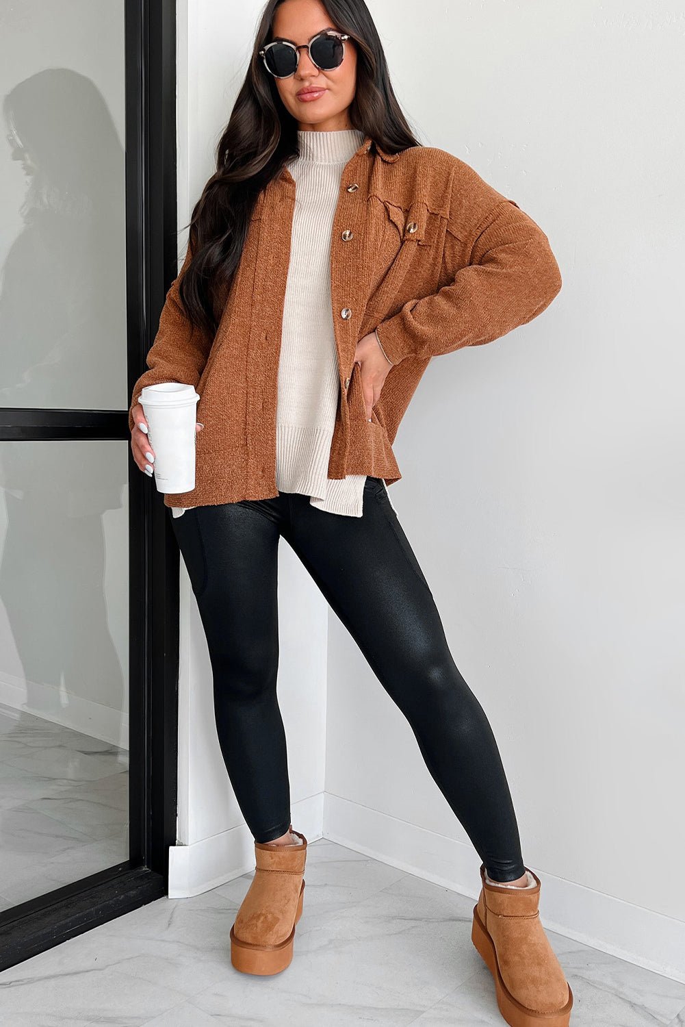 Black V Crossover High Waist Pocketed Leggings - Crowned Energy CO.