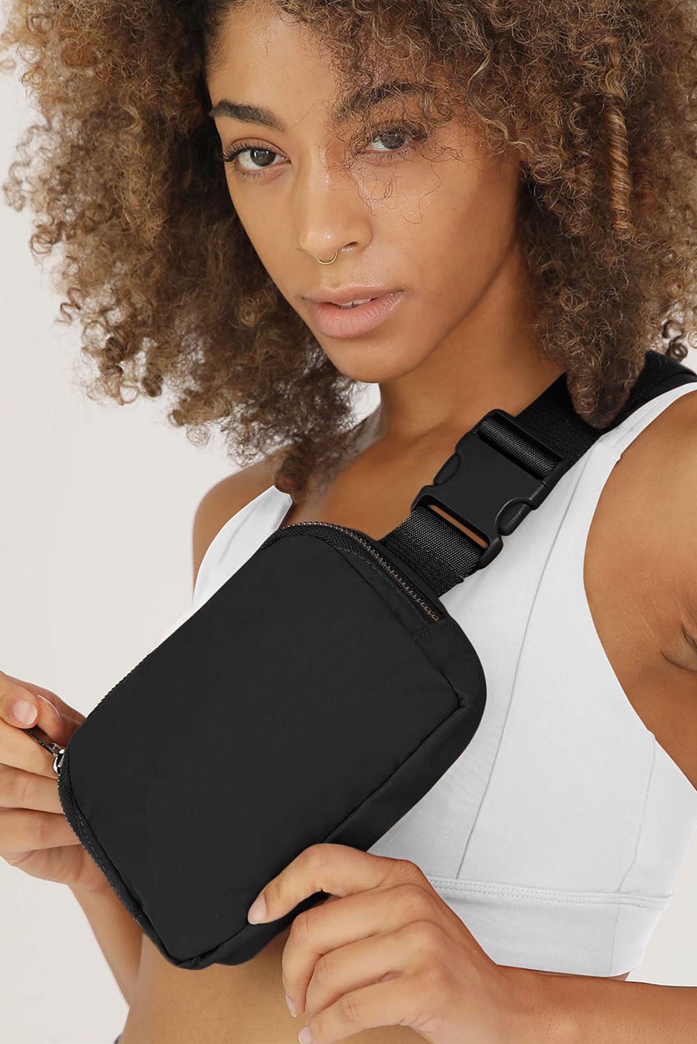 Black Waterproof Zipped Crossbody Chest Bag 20*5*14cm - Crowned Energy CO.