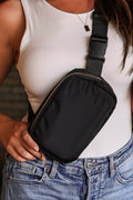 Black Waterproof Zipped Crossbody Chest Bag 20*5*14cm - Crowned Energy CO.