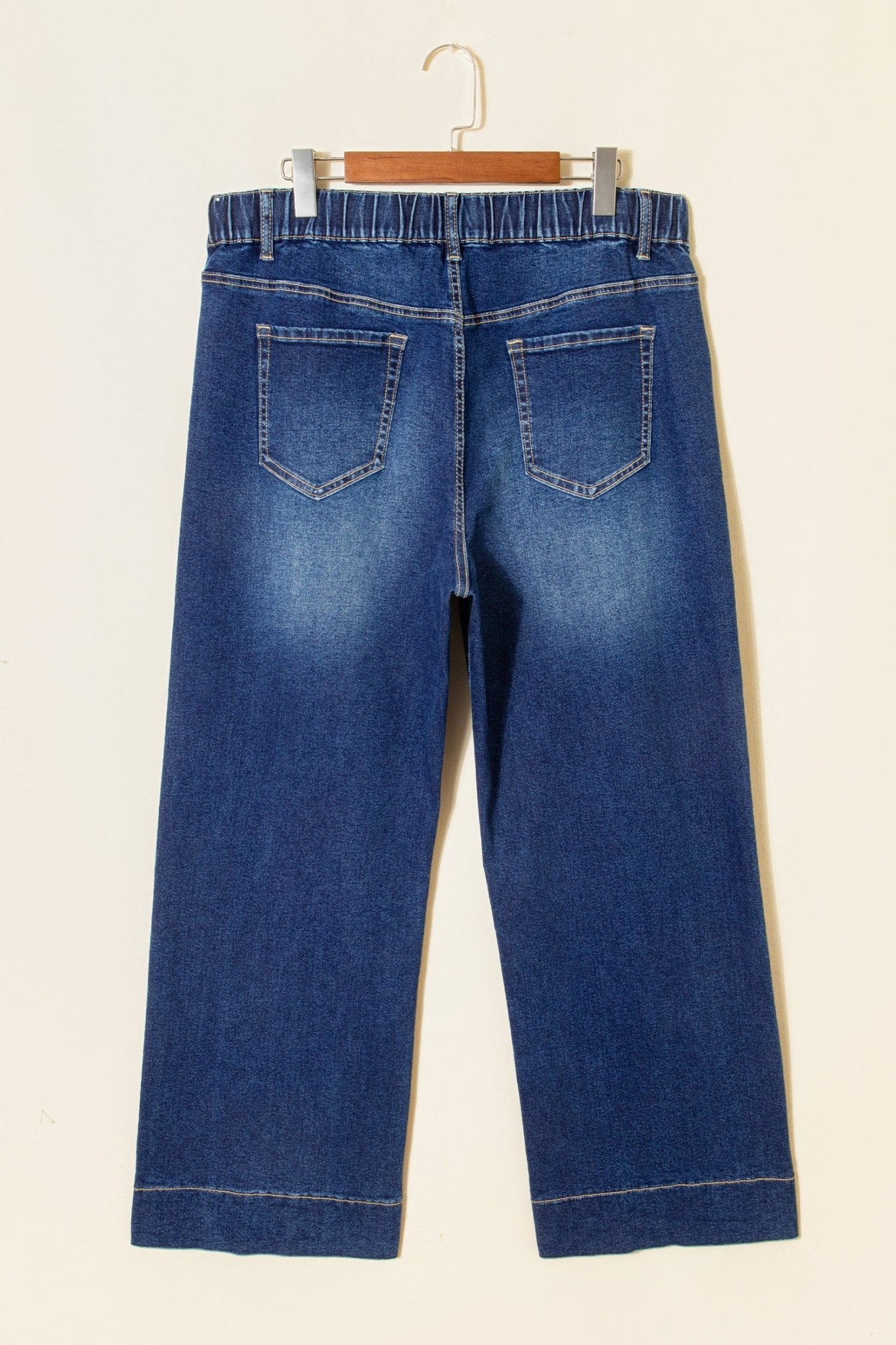Blue Acid Wash Contrast Lace - up Plus Size Jeans - Crowned Energy CO.