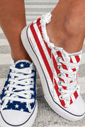 Blue American Flag Lace - up Canvas Flat Shoes - Crowned Energy CO.