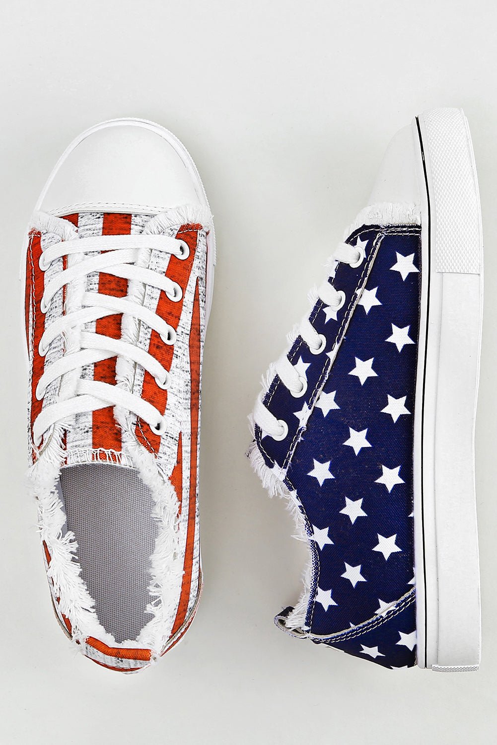 Blue American Flag Lace - up Canvas Flat Shoes - Crowned Energy CO.