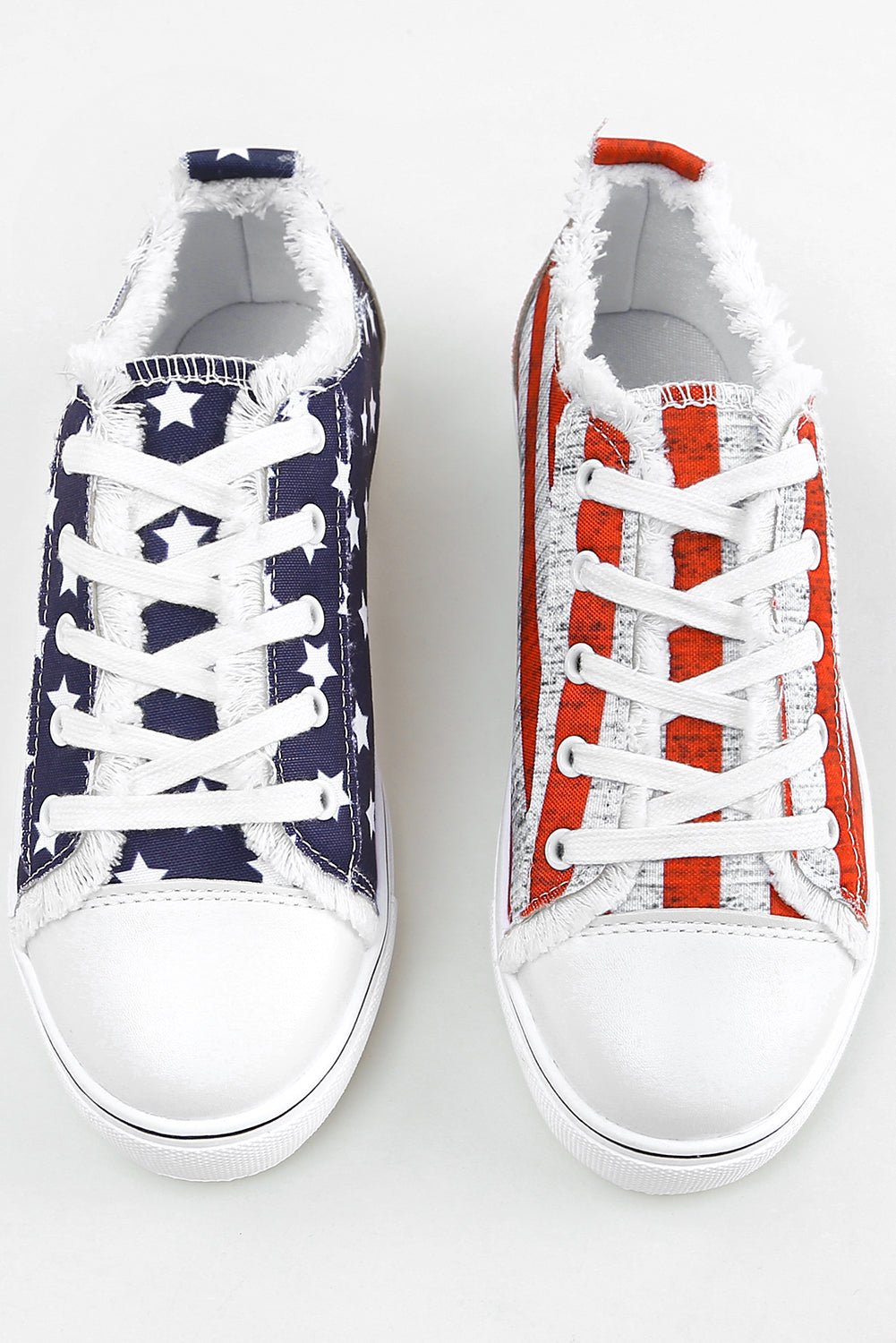 Blue American Flag Lace - up Canvas Flat Shoes - Crowned Energy CO.