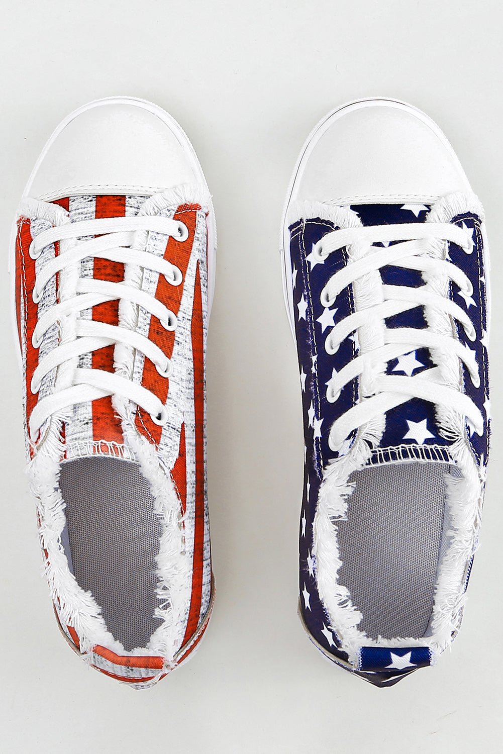 Blue American Flag Lace - up Canvas Flat Shoes - Crowned Energy CO.