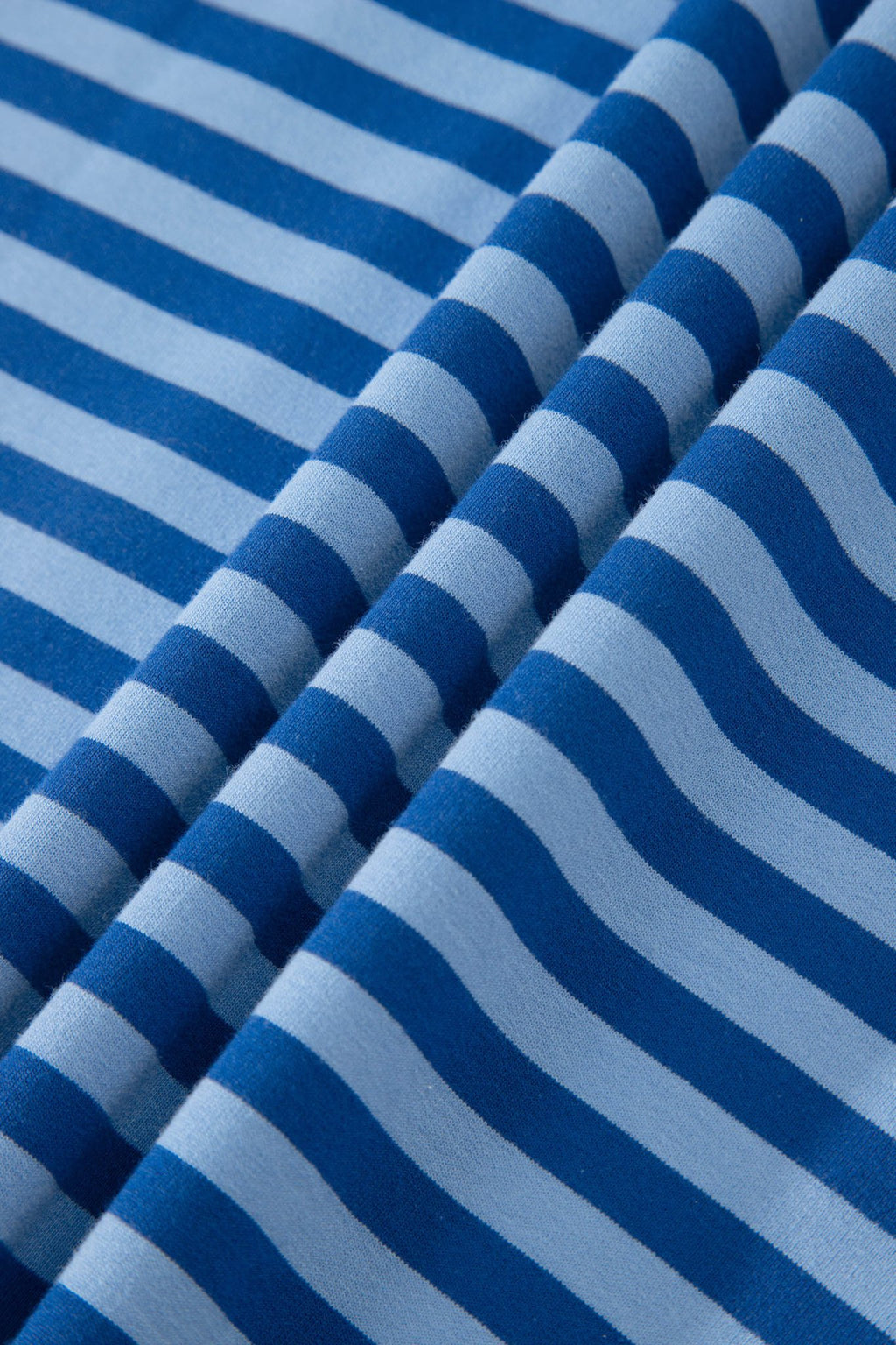 Blue Stripe Striped Ribbed Cotton Two - Piece Short Set with Chest Patch Detail - Crowned Energy CO.