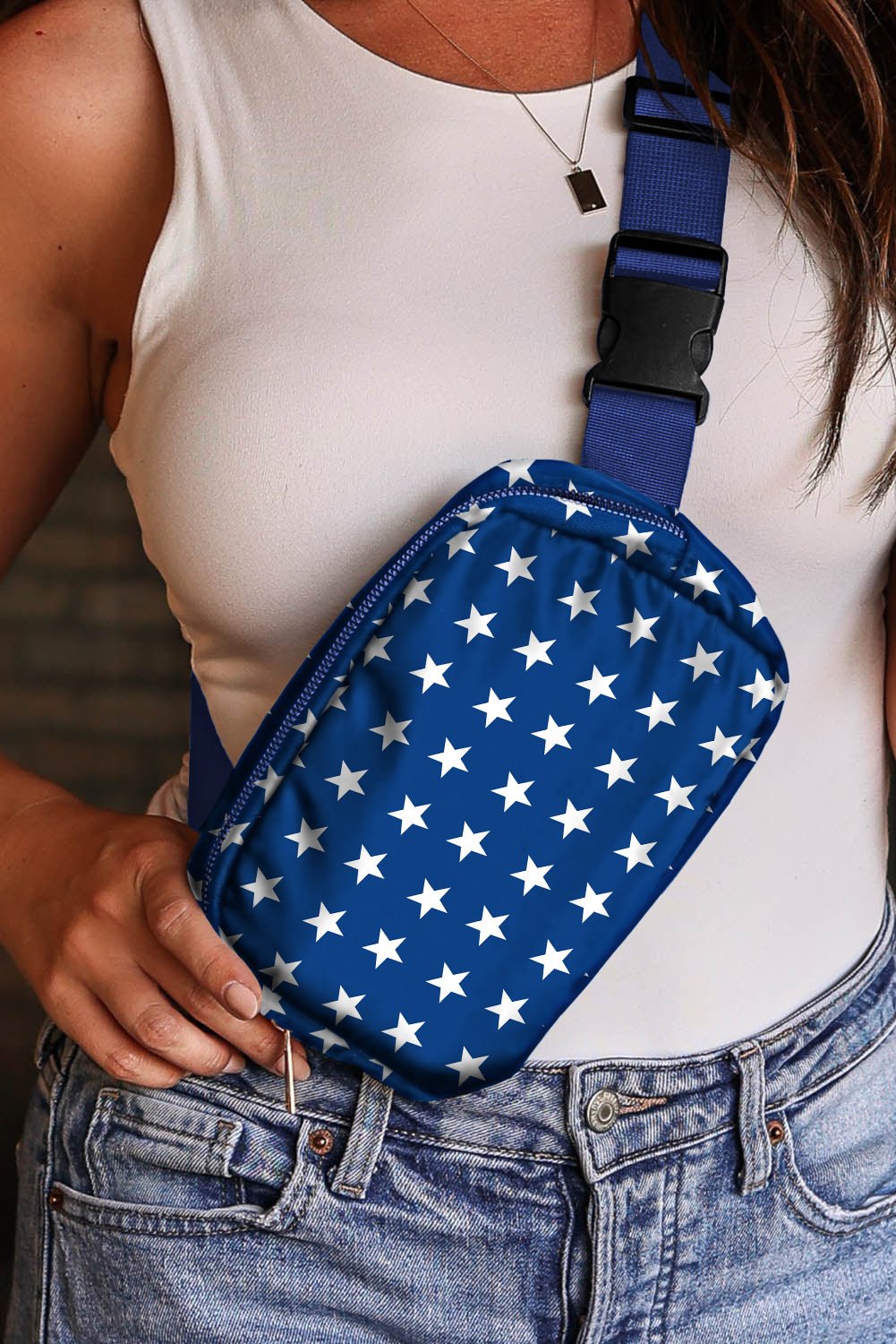 Bluing Independent Day Flag Star Printed Crossbody Bag - Crowned Energy CO.