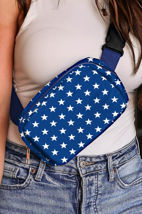 Bluing Independent Day Flag Star Printed Crossbody Bag - Crowned Energy CO.
