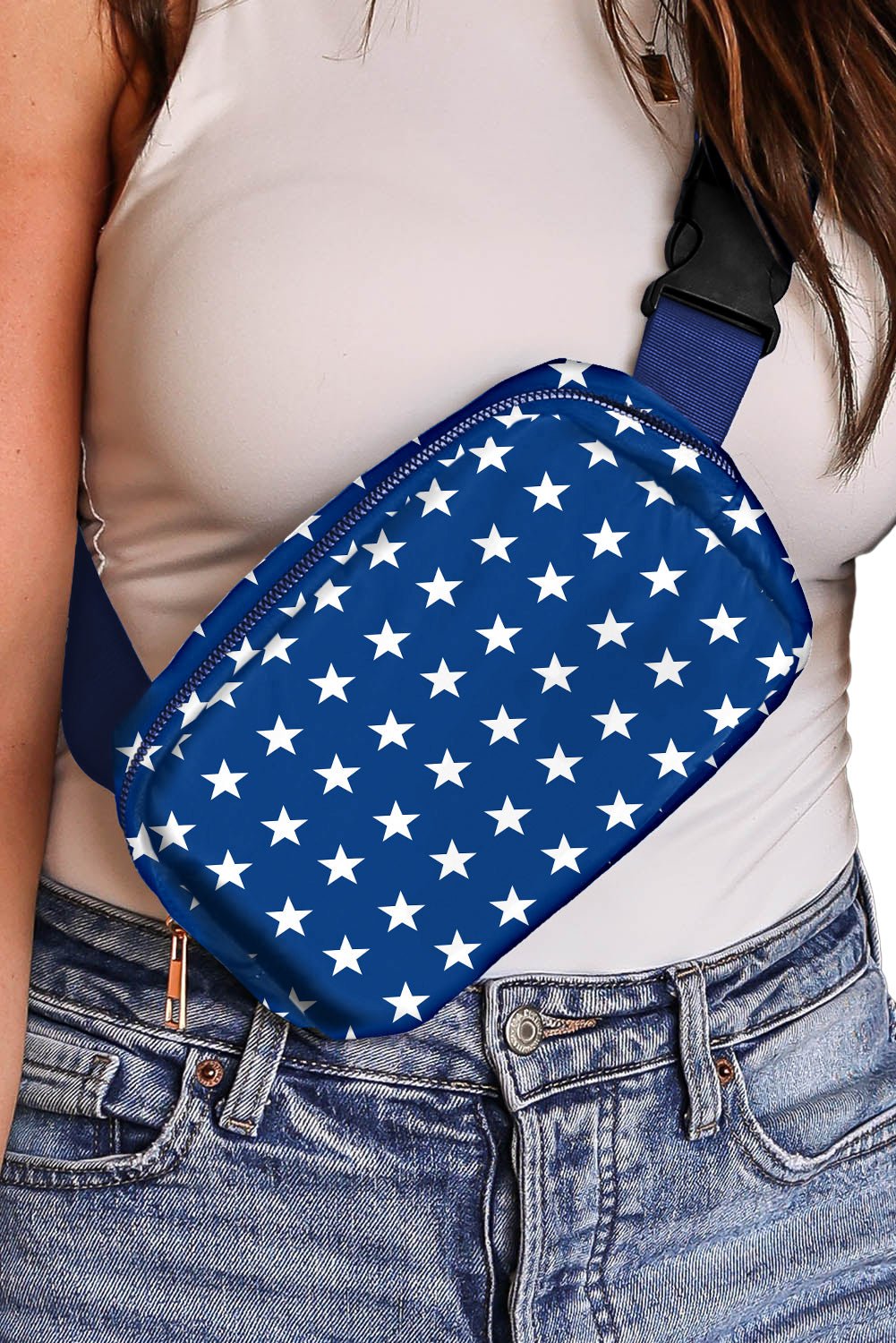 Bluing Independent Day Flag Star Printed Crossbody Bag - Crowned Energy CO.