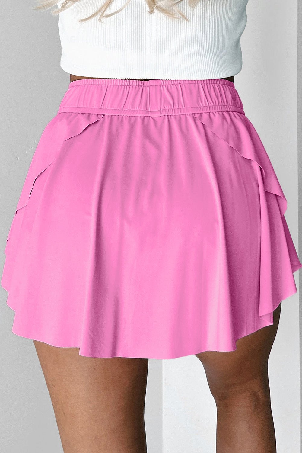 Bonbon Drawstring Elastic Waistband Lined Tennis Skorts - Crowned Energy CO.