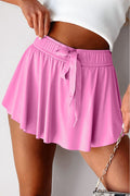 Bonbon Drawstring Elastic Waistband Lined Tennis Skorts - Crowned Energy CO.