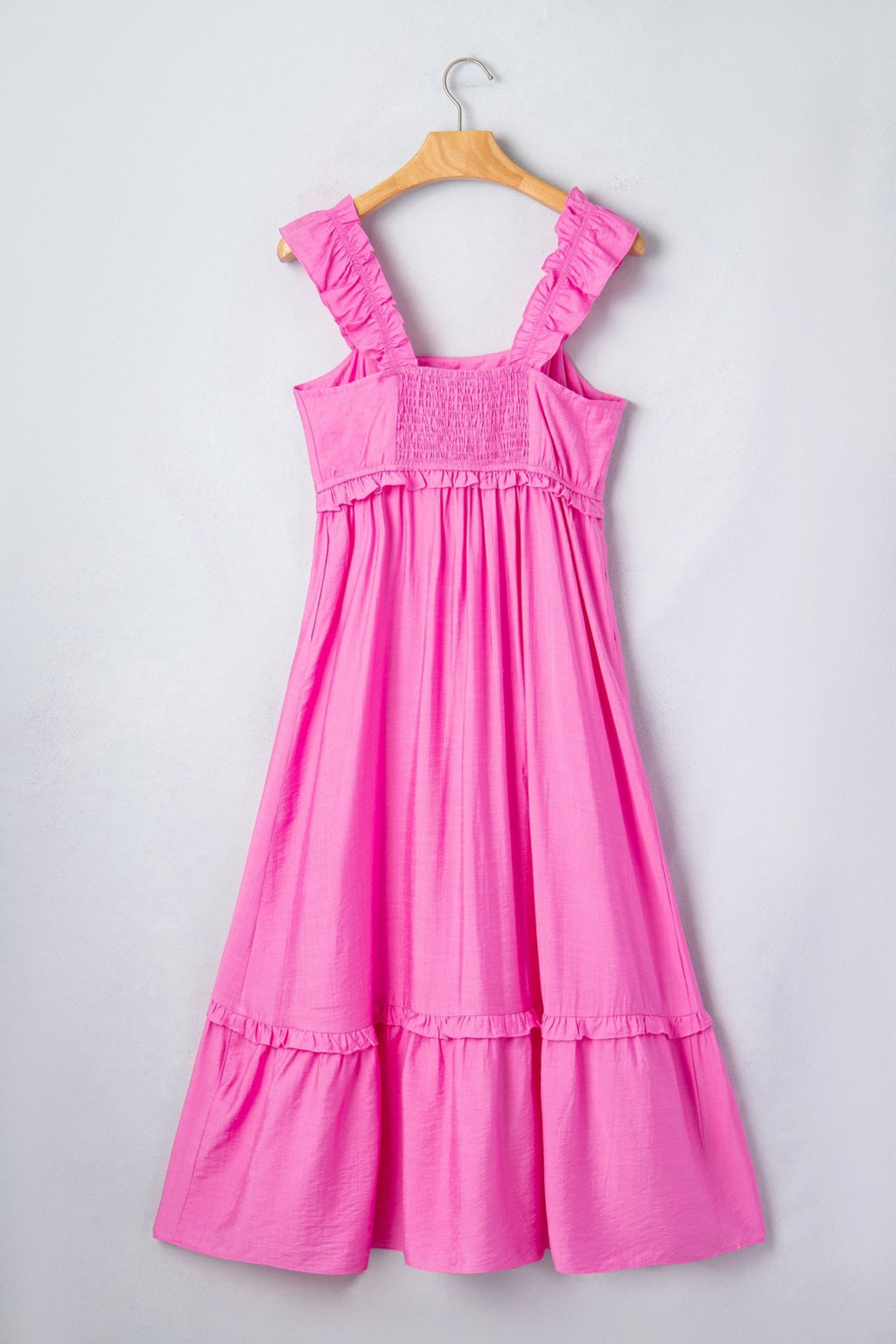 Bonbon Solid Color Ruffle Trim High Waist Sleeveless Maxi Dress - Crowned Energy CO.