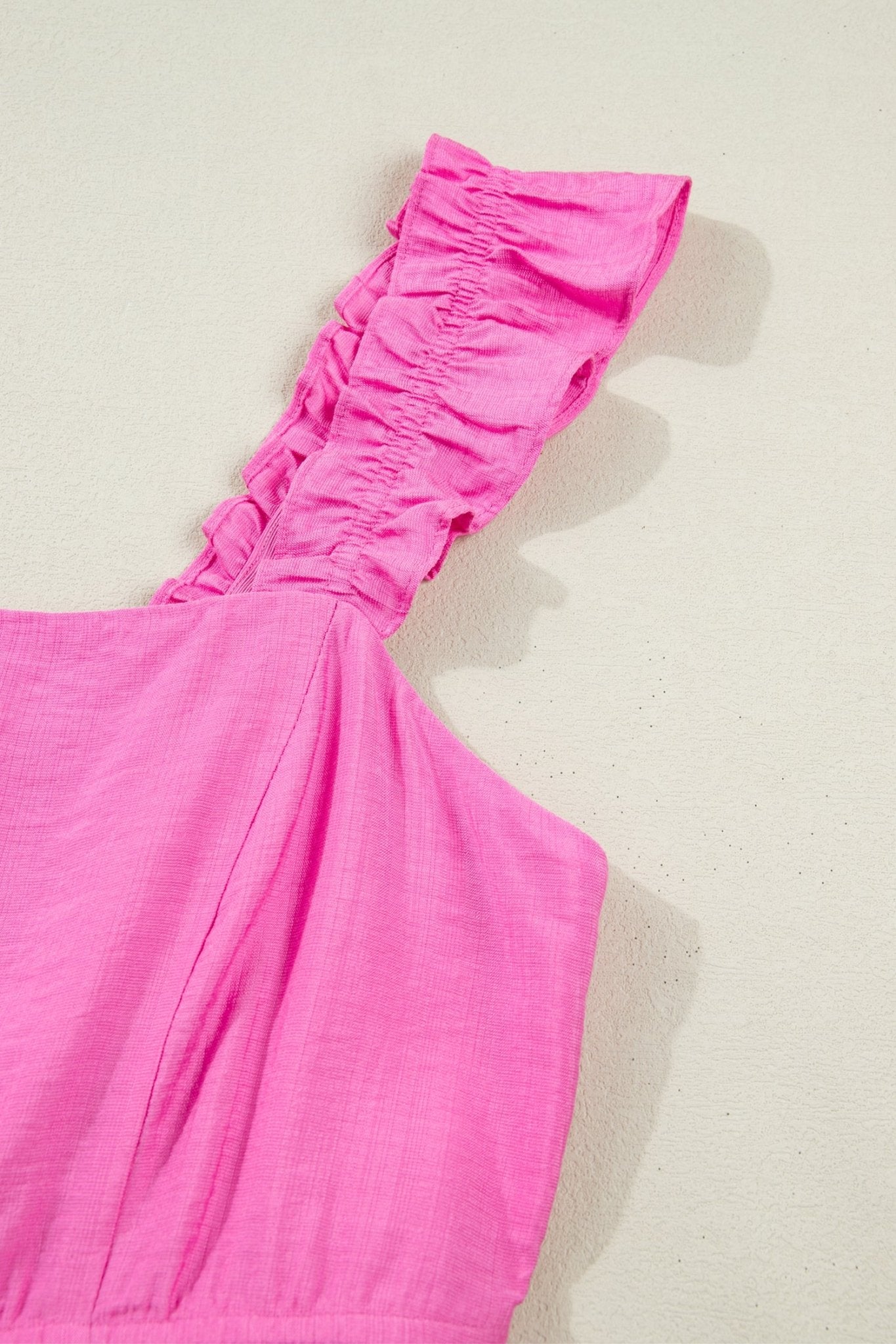 Bonbon Solid Color Ruffle Trim High Waist Sleeveless Maxi Dress - Crowned Energy CO.