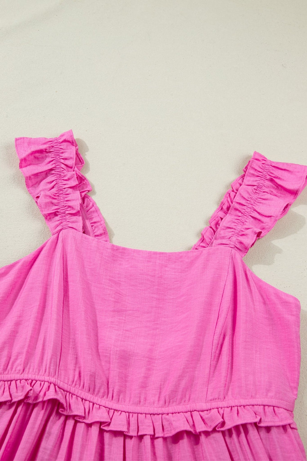 Bonbon Solid Color Ruffle Trim High Waist Sleeveless Maxi Dress - Crowned Energy CO.