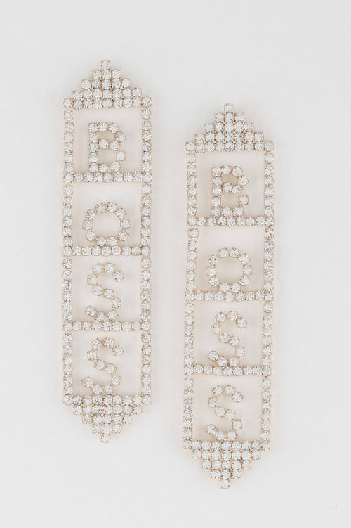 Boss Rhinestone Drop Earrings - Crowned Energy CO.