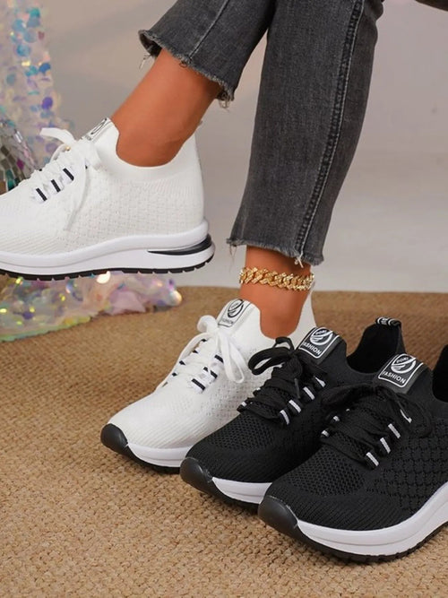Crowned Energy CO. Black / 35 Trendsi sneakers Breathable Mesh Lace Up Sneakers