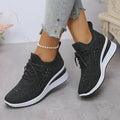 Breathable Mesh Rhinestone Wedge Athletic Sneakers - Crowned Energy CO.