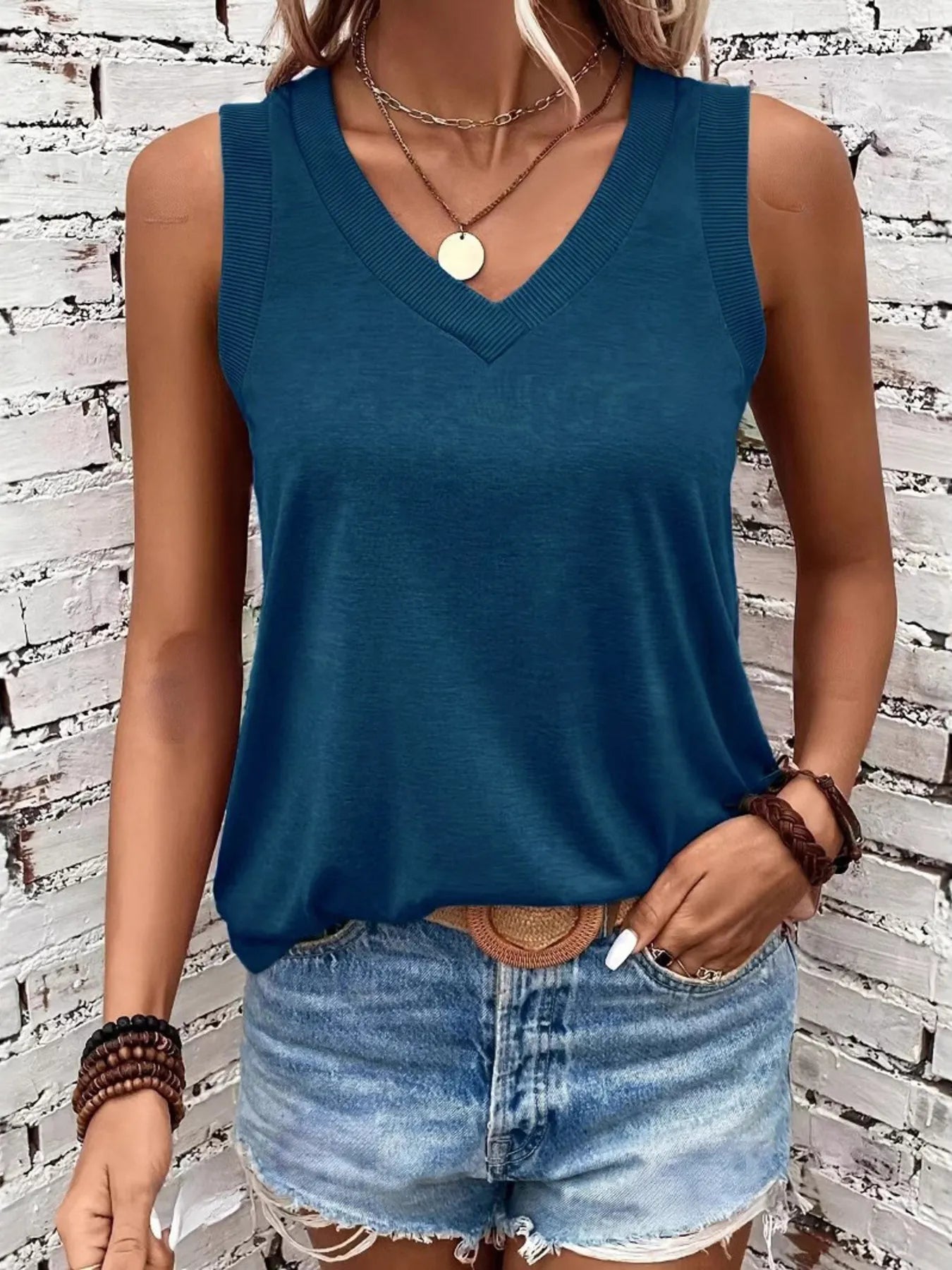Breathable V - Neck Ribbed - Band Tank Top - Crowned Energy CO.