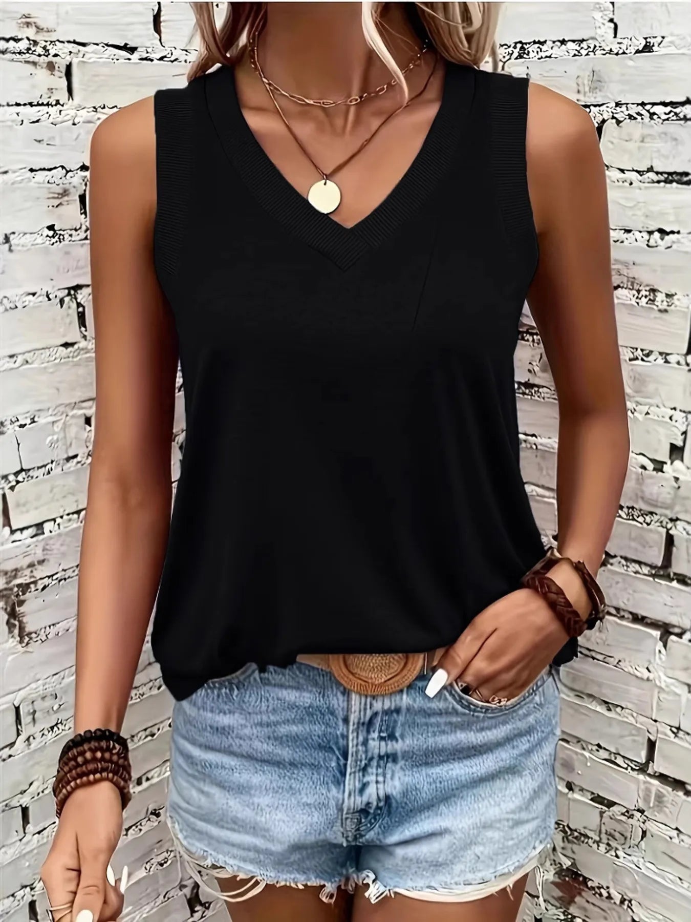 Breathable V - Neck Ribbed - Band Tank Top - Crowned Energy CO.