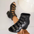 Crowned Energy CO. Black / 36 Trendsi Shoes & Bags/Crossbody Bags Buckle Open Toe Block Heels Sandals