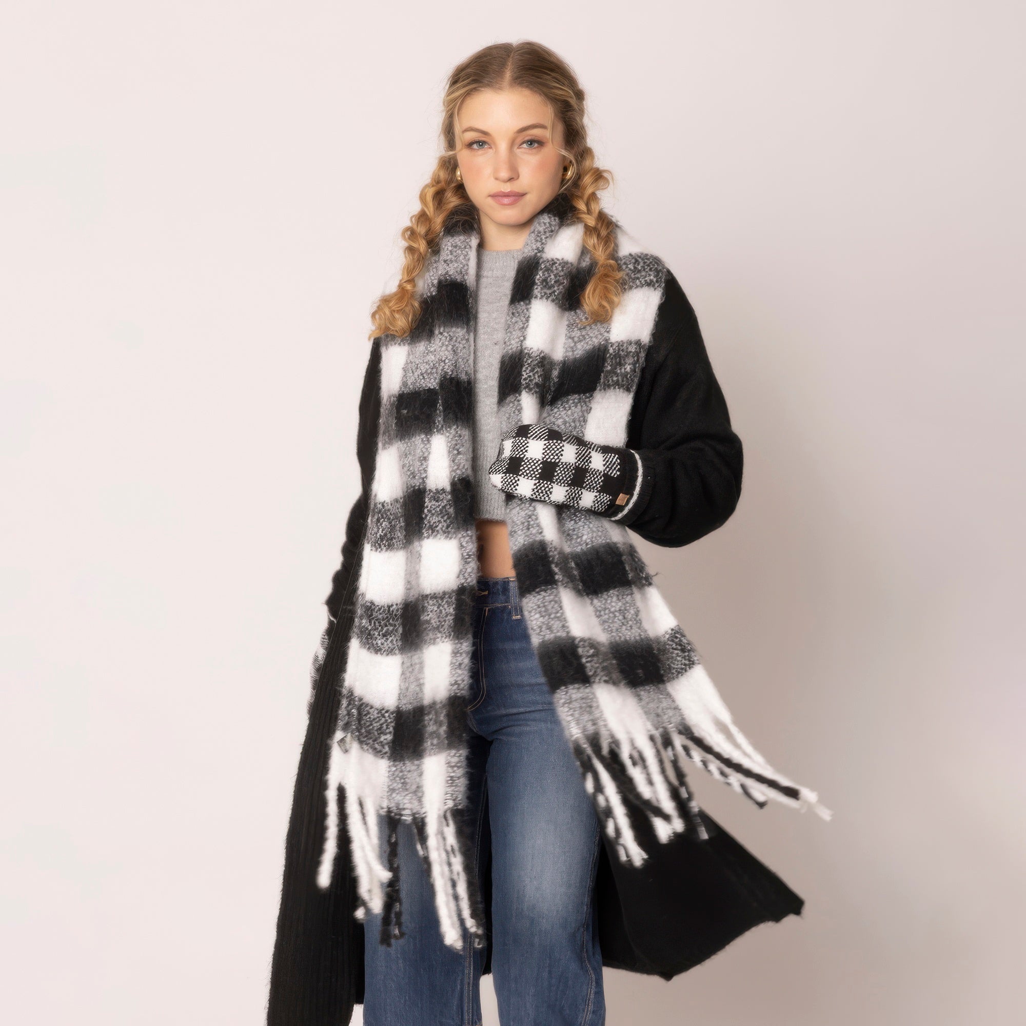 Crowned Energy CO. Black CCWHOLESALECLOTHING Scarf Buffalo Plaid Scarf