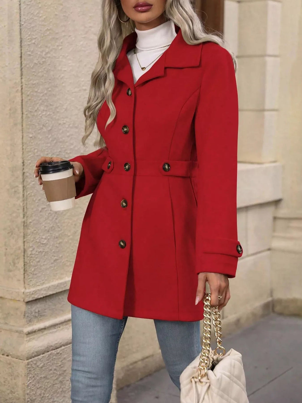 Button Up Long Sleeve Outerwear - Crowned Energy CO.