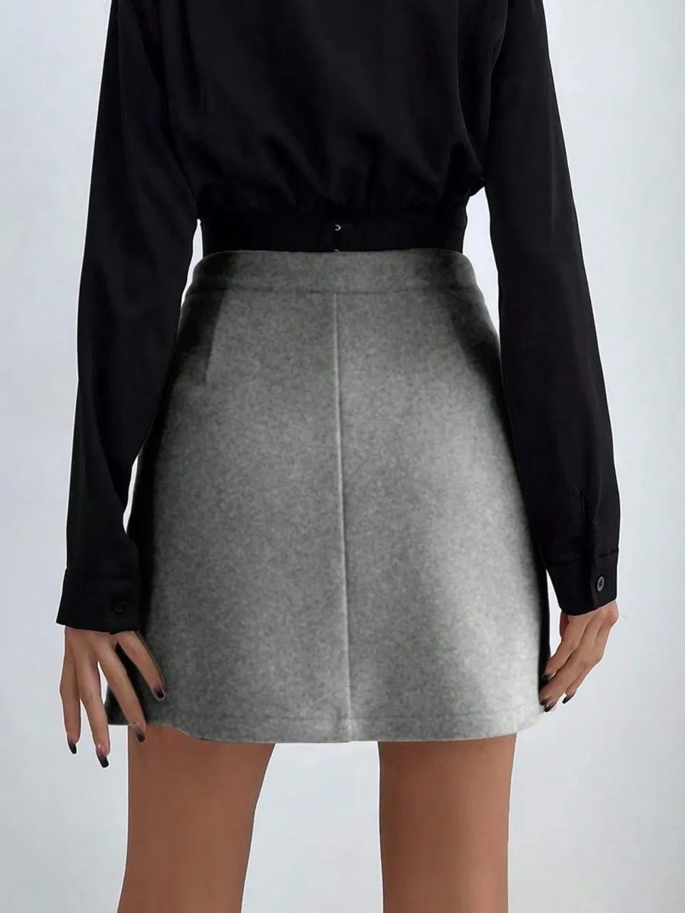 Crowned Energy CO. Gray / S Trendsi Skirt Buttoned Mini Skirt