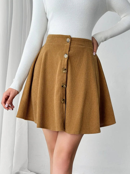 Crowned Energy CO. Caramel / S Trendsi Skirt Buttoned Mini Skirt
