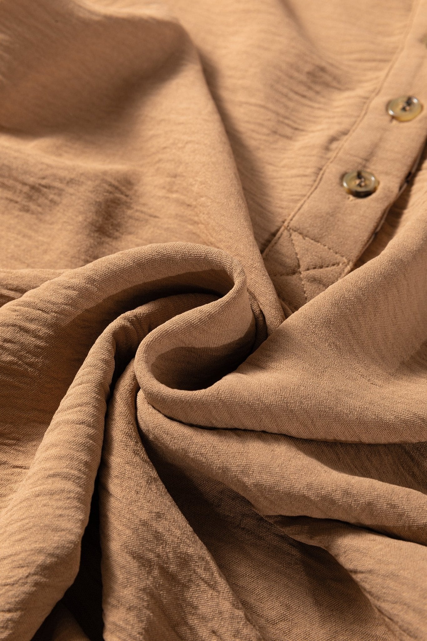 Camel Contrast Leopard Print Patchwork Polo Collar Buttons Front Ruffled Long Sleeve Blouse - Crowned Energy CO.