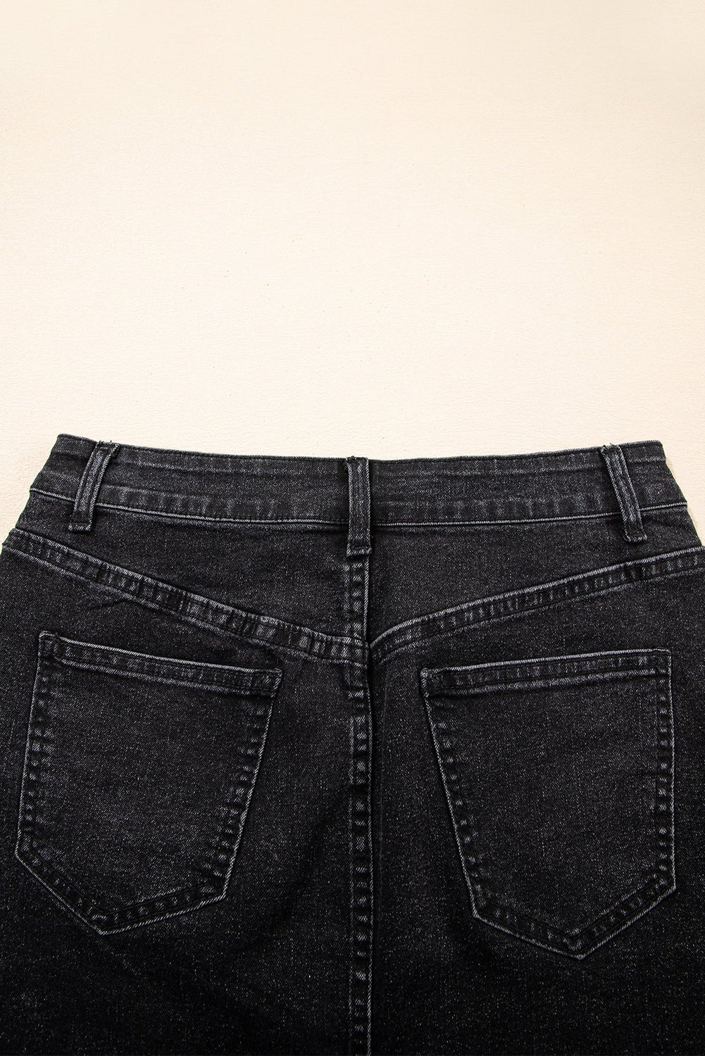 Carbon Grey Mineral Wash Ripped Raw Hem Denim Mini Skirt - Crowned Energy CO.