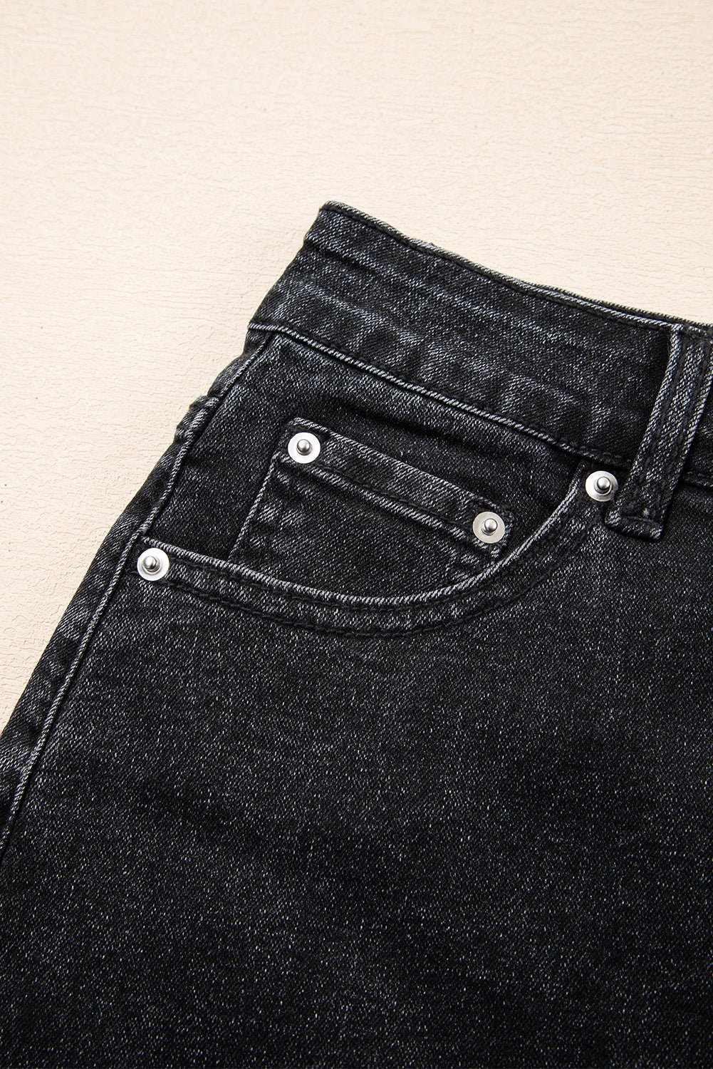 Carbon Grey Mineral Wash Ripped Raw Hem Denim Mini Skirt - Crowned Energy CO.