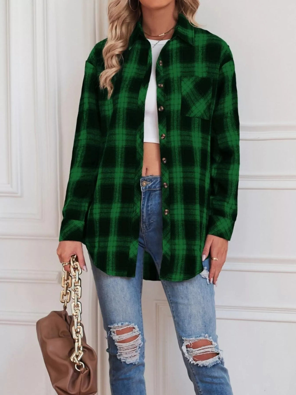 Casual Plaid Button Up Shirt - Crowned Energy CO.