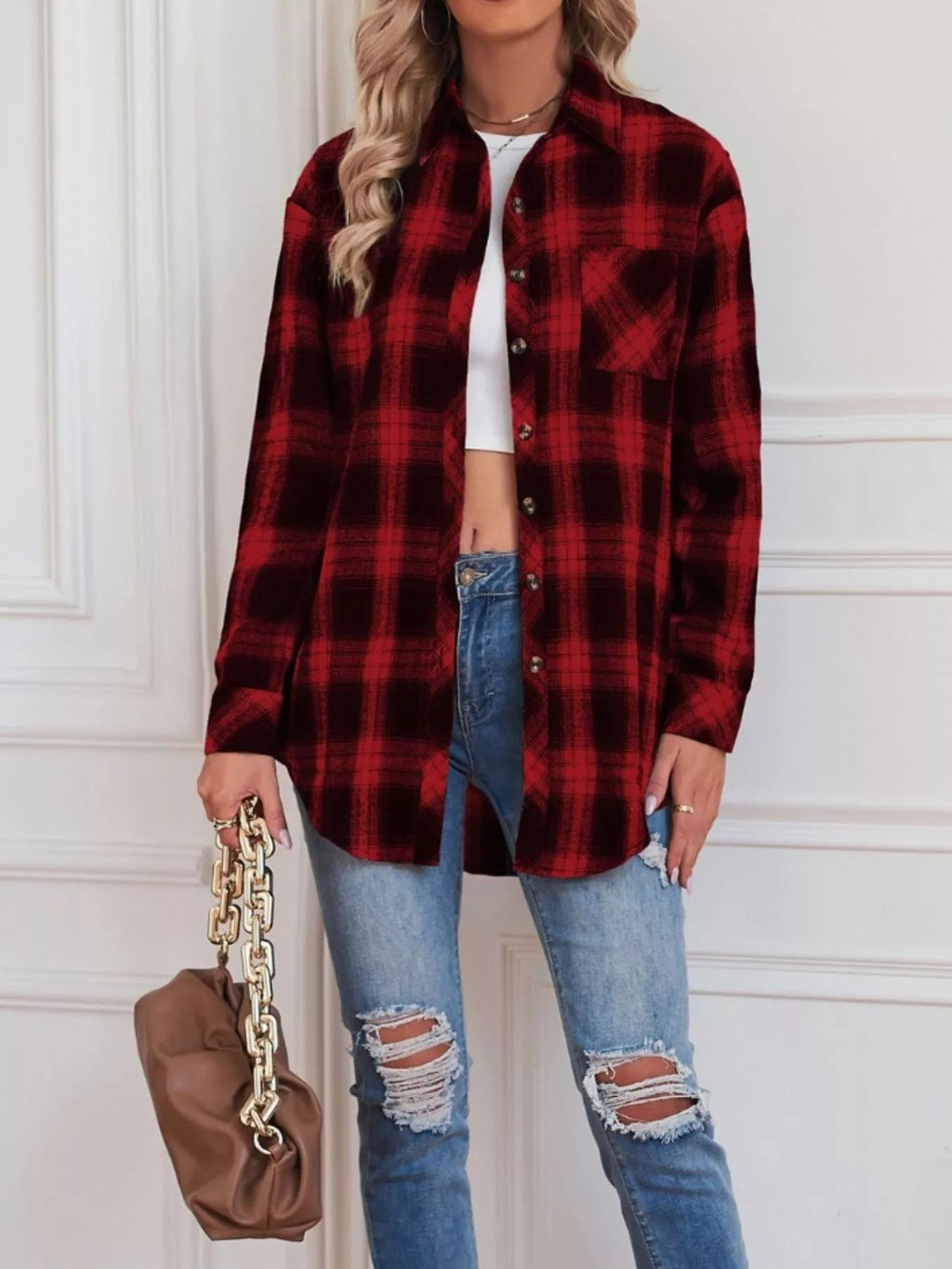 Casual Plaid Button Up Shirt - Crowned Energy CO.