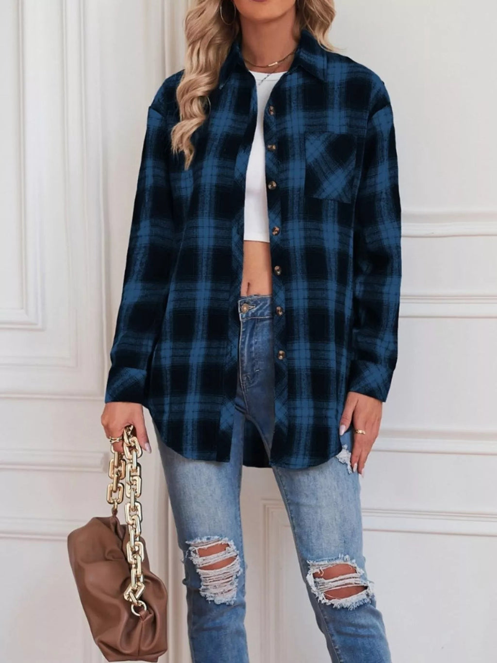 Casual Plaid Button Up Shirt - Crowned Energy CO.