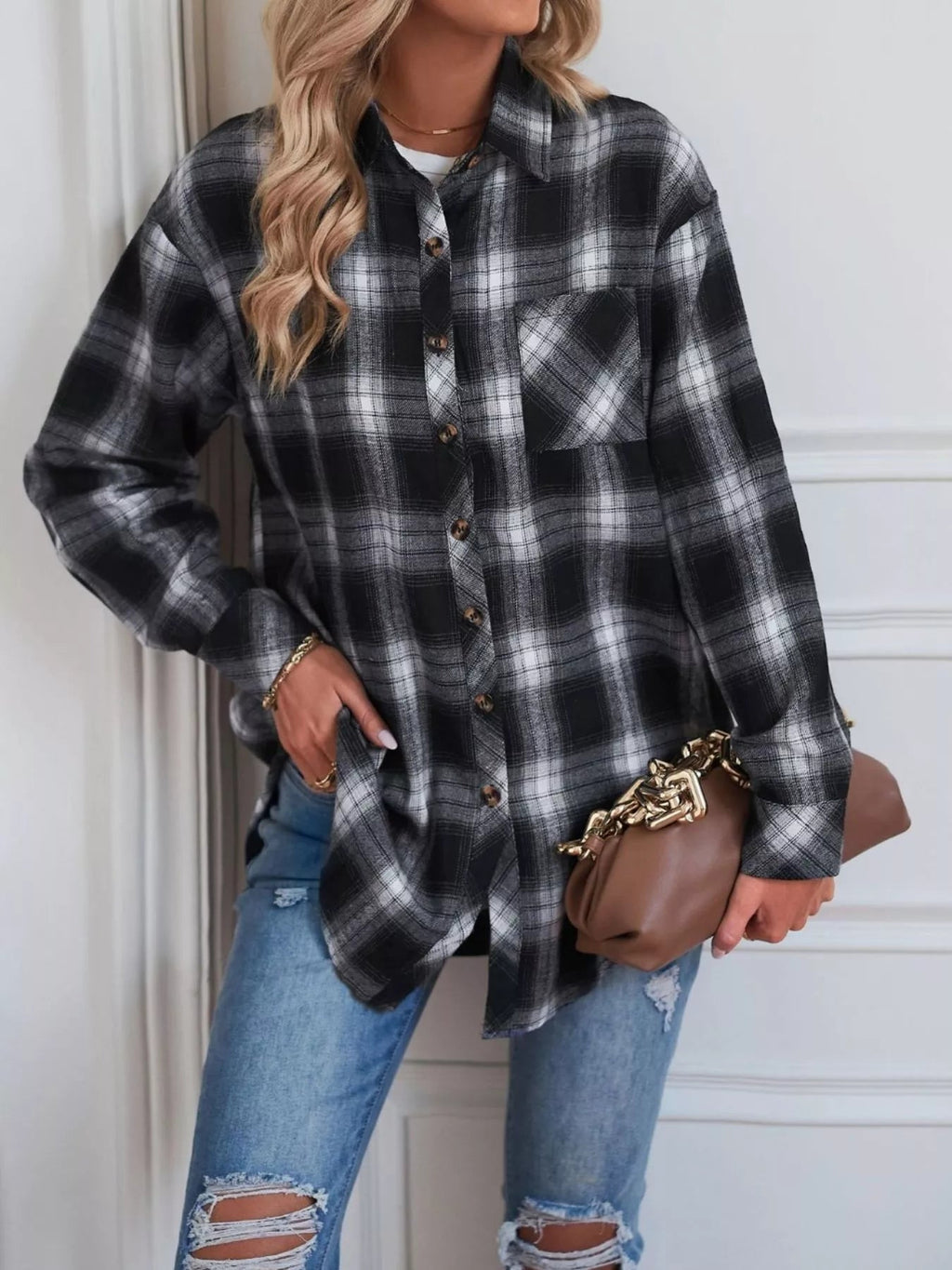 Casual Plaid Button Up Shirt - Crowned Energy CO.