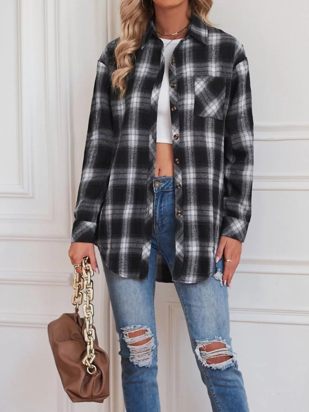 Casual Plaid Button Up Shirt - Crowned Energy CO.