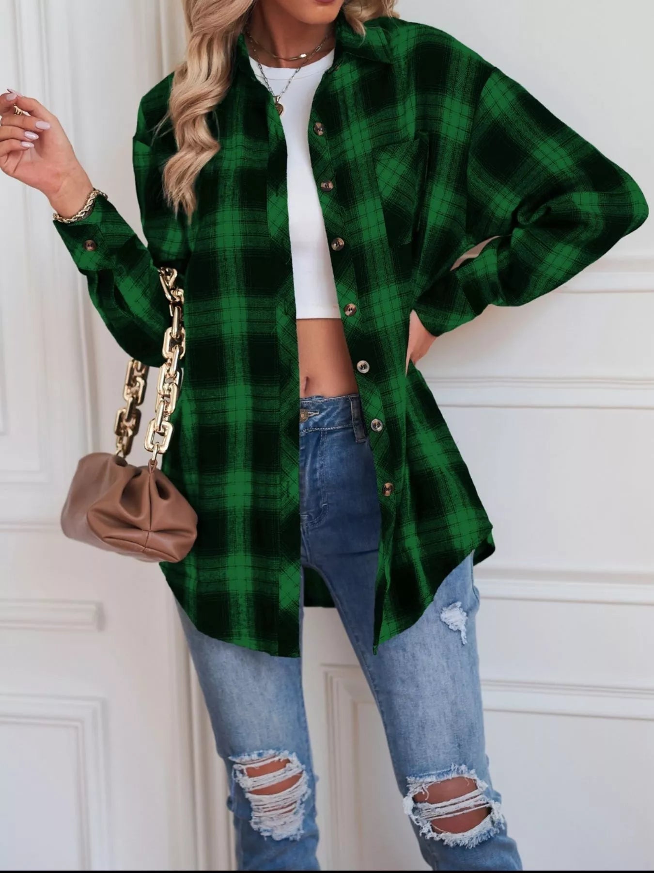 Casual Plaid Button Up Shirt - Crowned Energy CO.