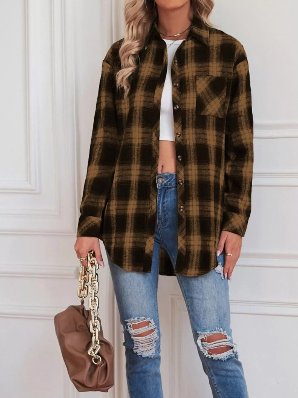 Casual Plaid Button Up Shirt - Crowned Energy CO.