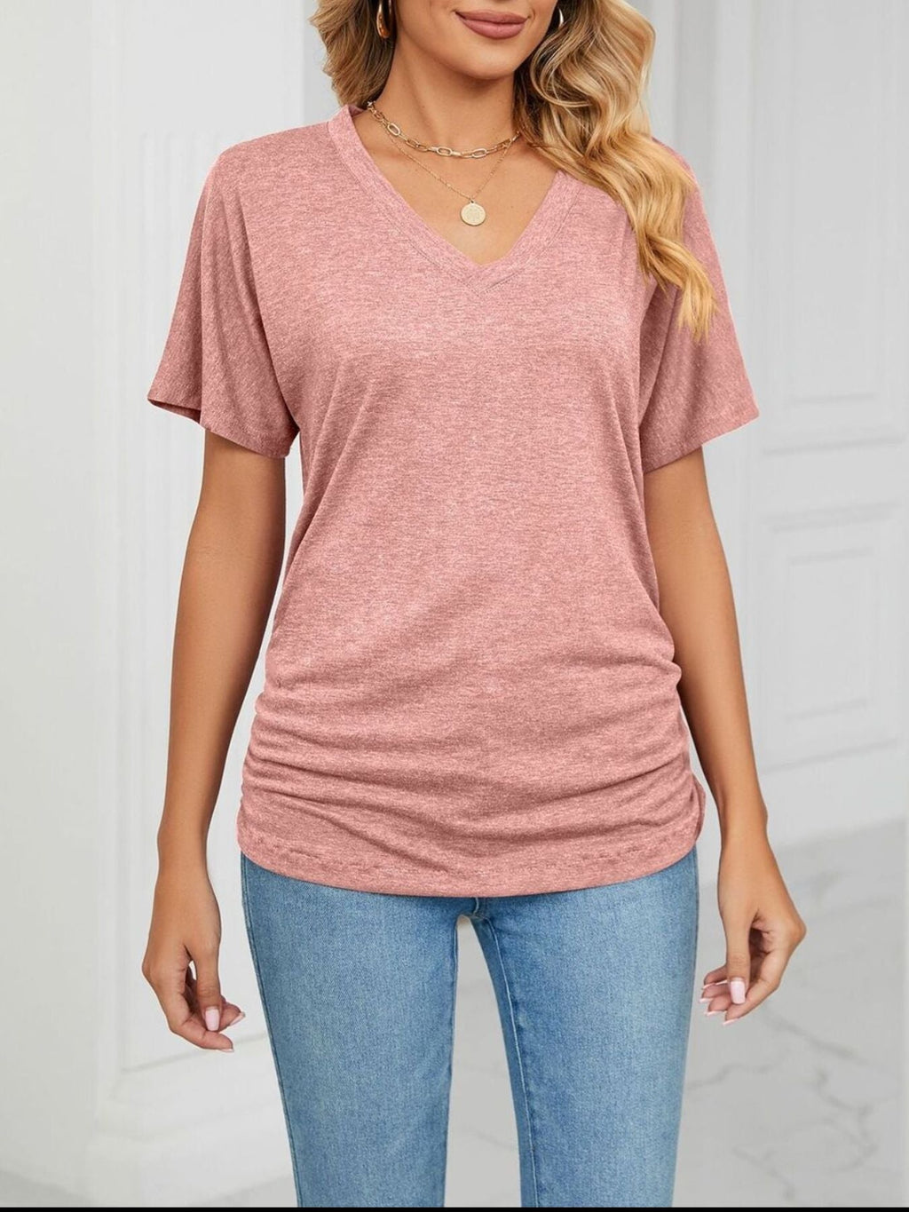 Casual V - Neck Short Sleeve T-Shirt - Crowned Energy CO.