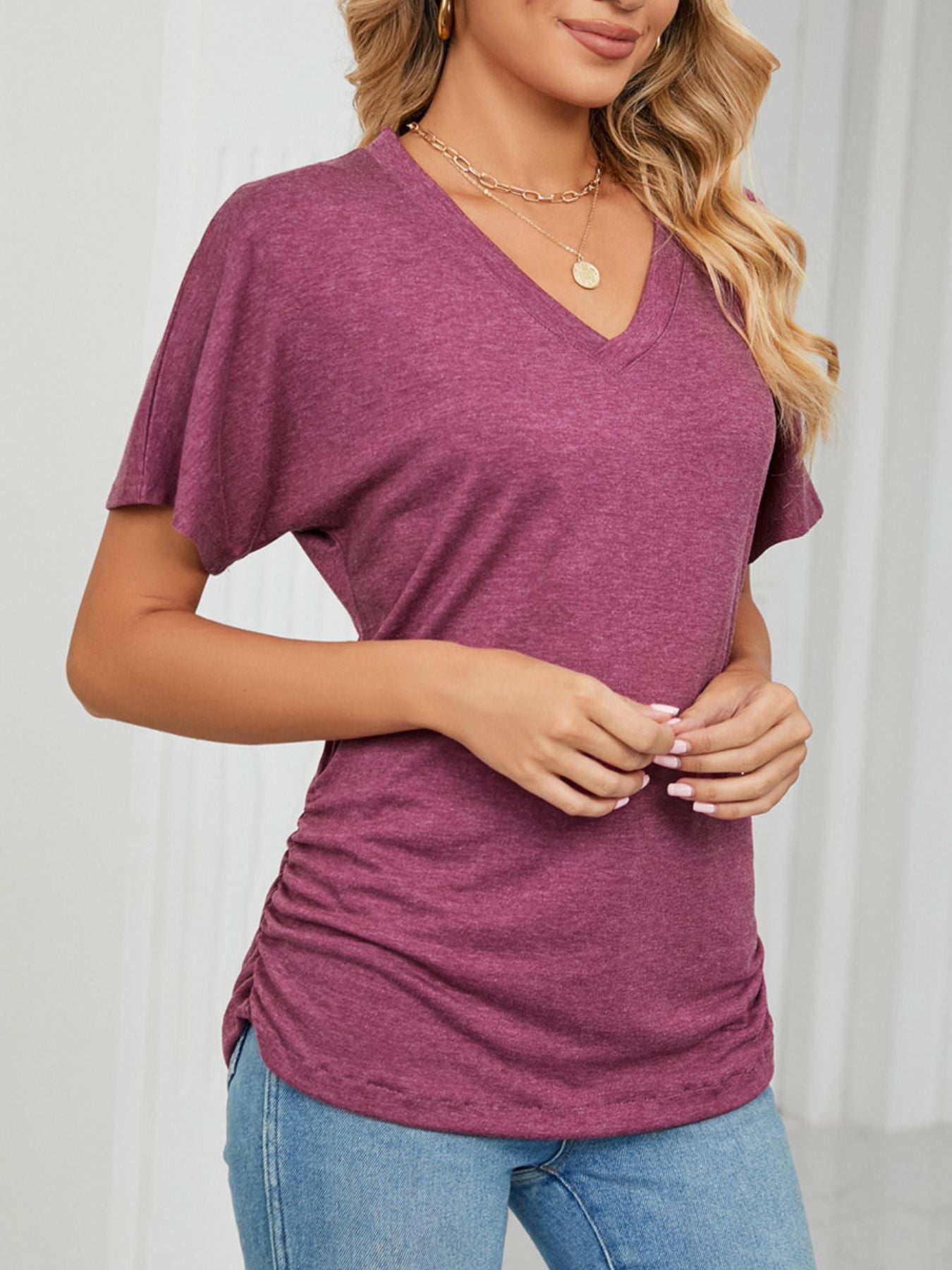 Casual V - Neck Short Sleeve T-Shirt - Crowned Energy CO.