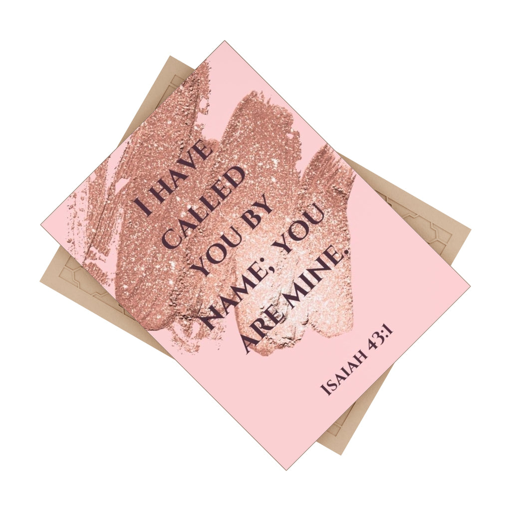 Ceramic Tile — "I Have Called You By Name; You Are Mine" (Isaiah 43:1) Pink Rosebrush Scripture Decor - Crowned Energy CO.