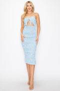 Checker Front Knot Smocked Midi Dress - Crowned Energy CO.