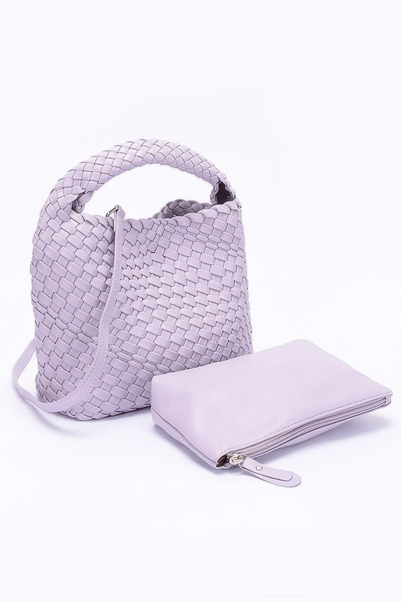 Crowned Energy CO. Lavender HD ACCESSORIES Shoes & Bags/Crossbody Bags Chic Weave Set Clutch