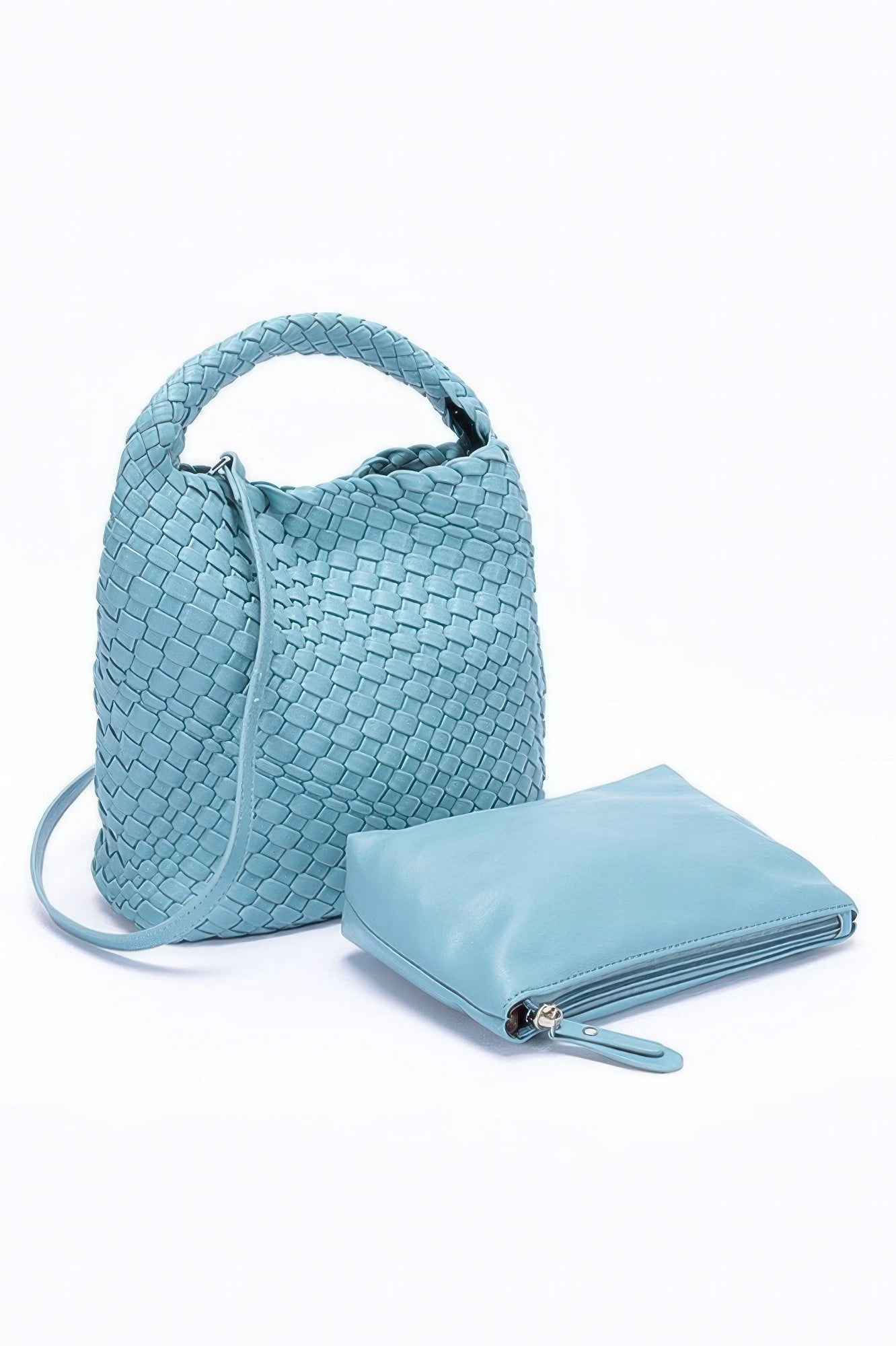 Crowned Energy CO. Blue HD ACCESSORIES Shoes & Bags/Crossbody Bags Chic Weave Set Clutch
