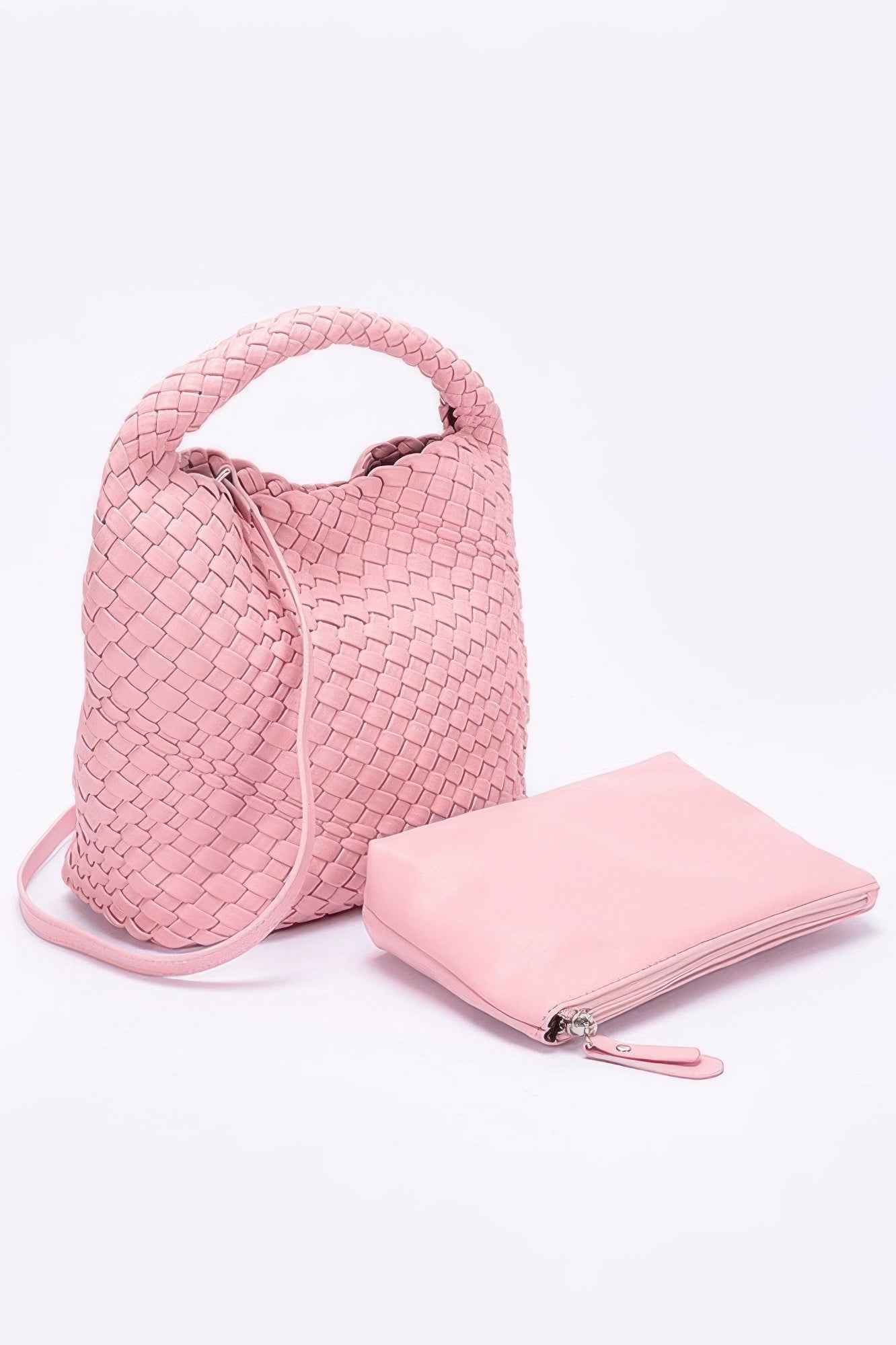 Crowned Energy CO. Pink HD ACCESSORIES Shoes & Bags/Crossbody Bags Chic Weave Set Clutch