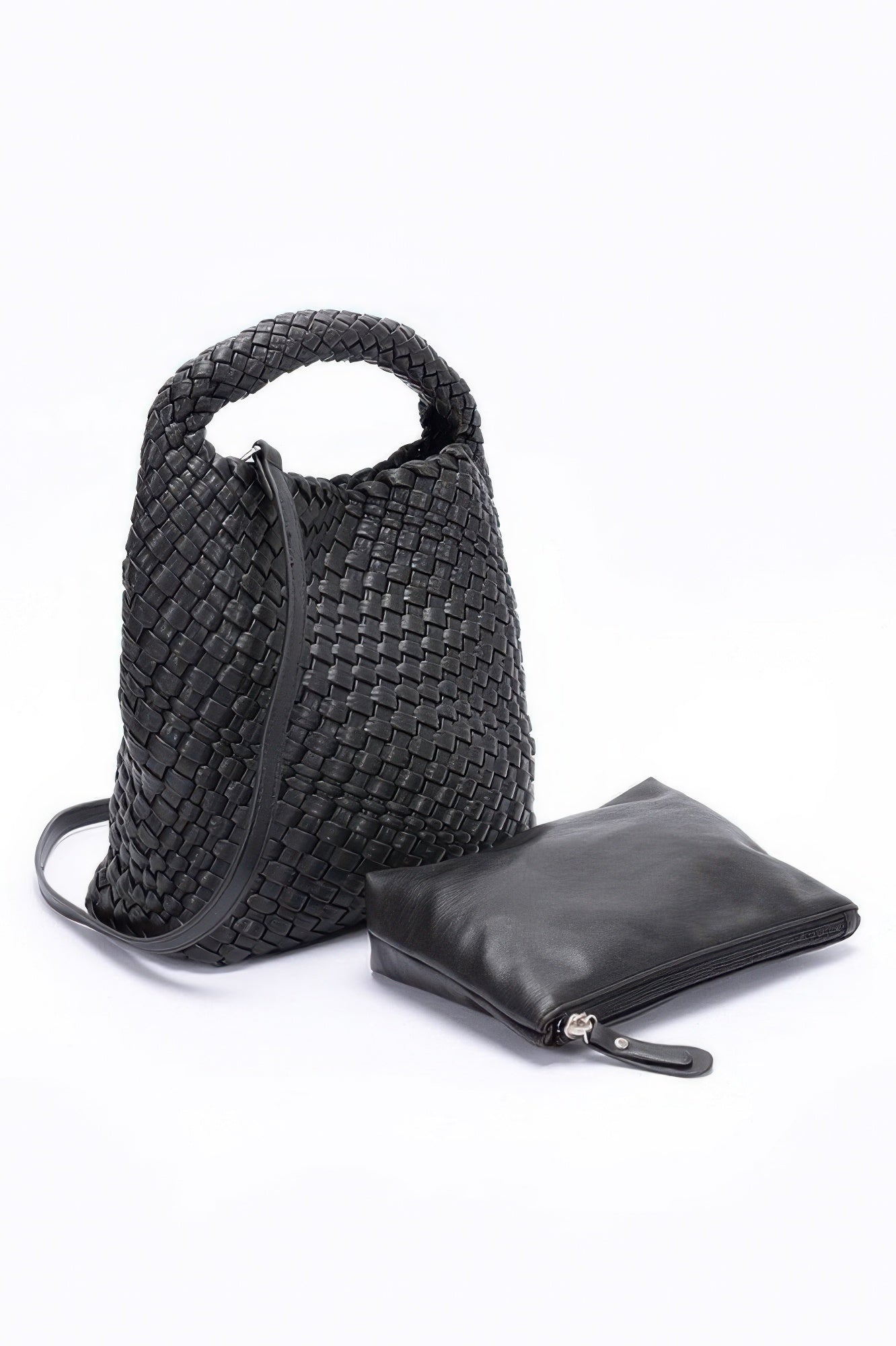 Crowned Energy CO. Black HD ACCESSORIES Shoes & Bags/Crossbody Bags Chic Weave Set Clutch