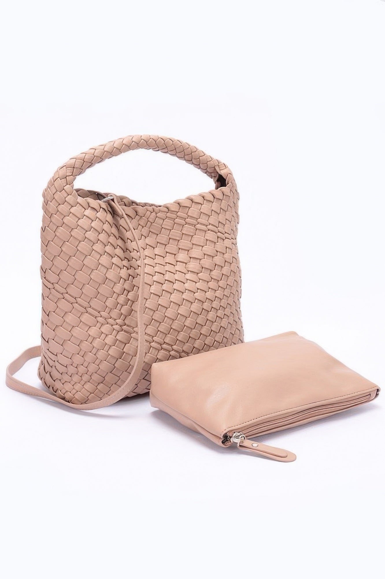 Crowned Energy CO. Khaki HD ACCESSORIES Shoes & Bags/Crossbody Bags Chic Weave Set Clutch