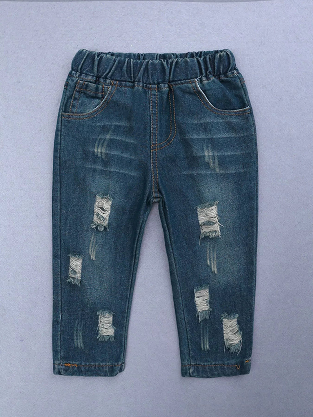 Children's Color Block Shirt & Ripped Jeans Set - Crowned Energy CO.