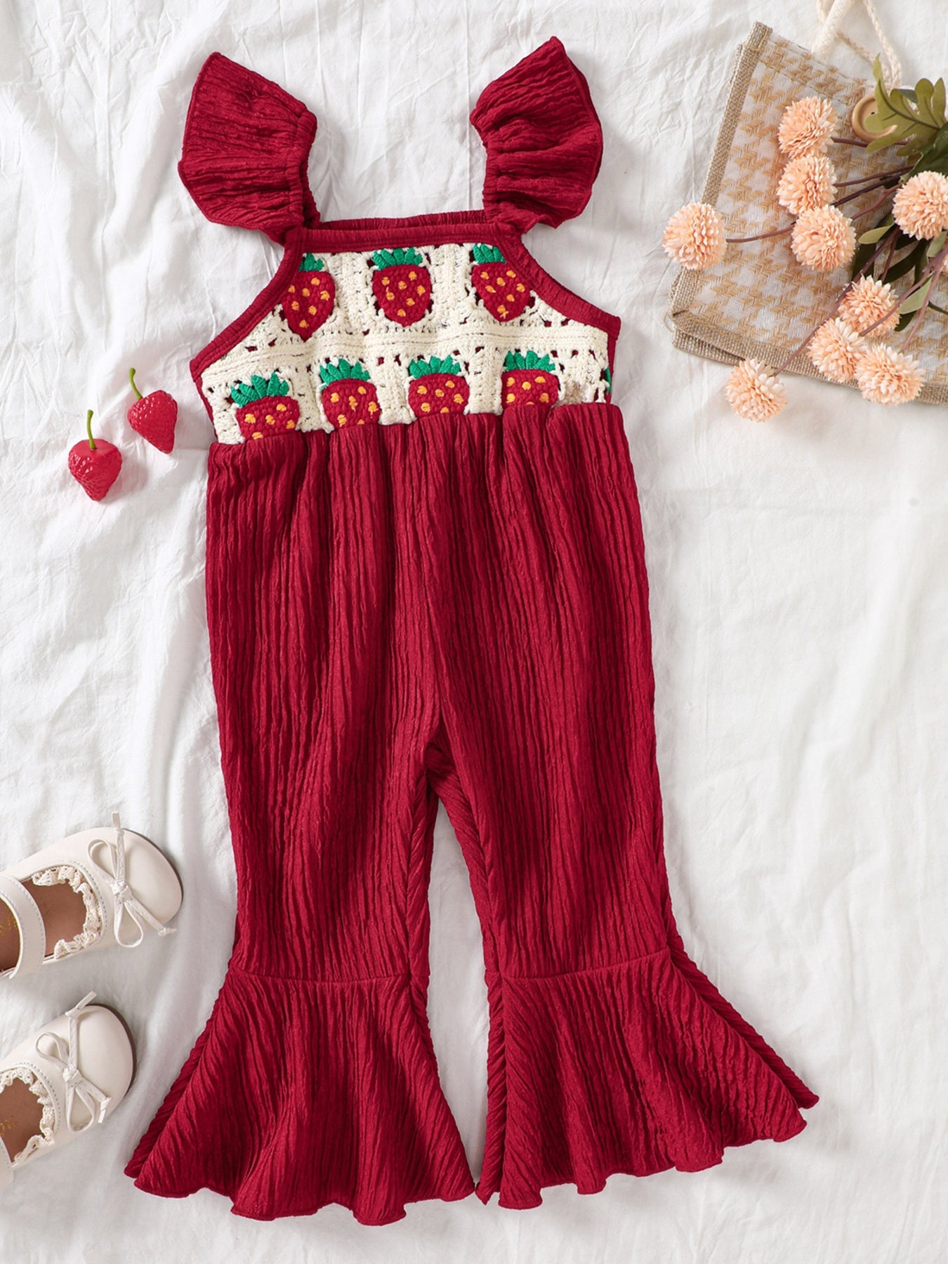 Children's Crochet Ruffle Trim Jumpsuit - Crowned Energy CO.
