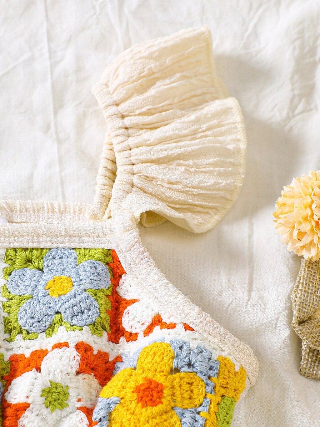 Children's Crochet Ruffle Trim Jumpsuit - Crowned Energy CO.